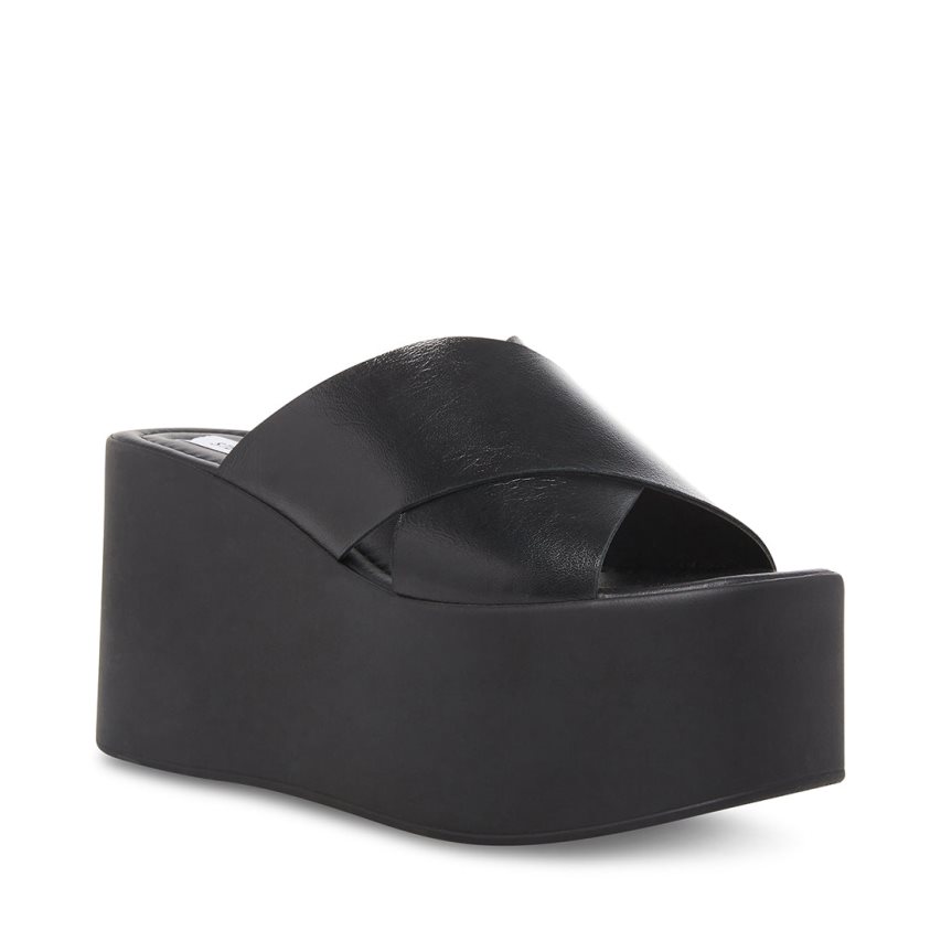 Zapatos Cuña Steve Madden Kody Cuero Mujer Negras | ES NV8203